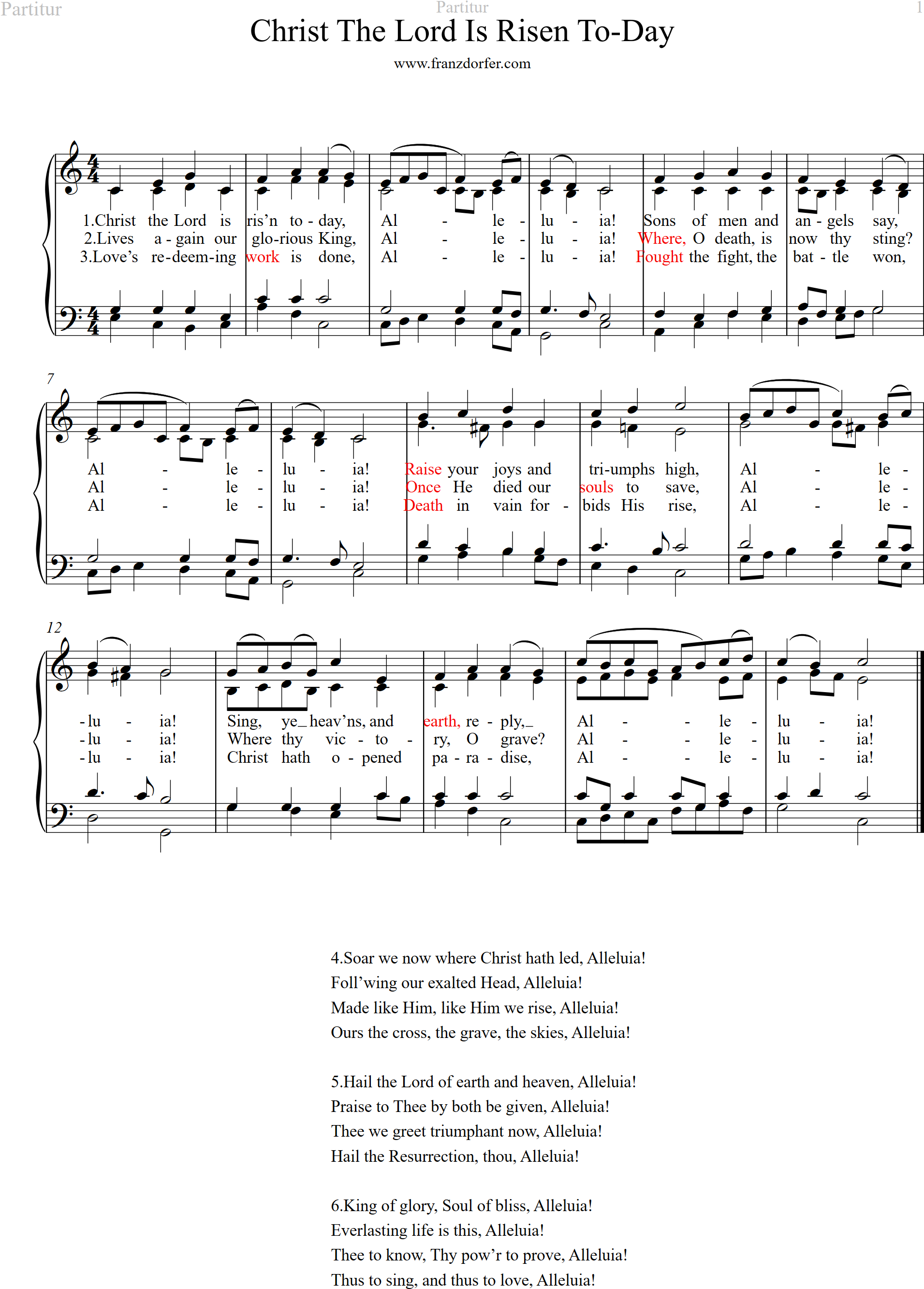 choir-, organ-sheetmusic, C-Major, Christ the lord